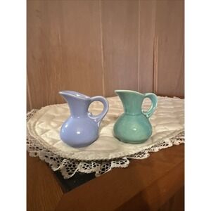 pair of vintage miniature ceramic USA Decorative pitchers